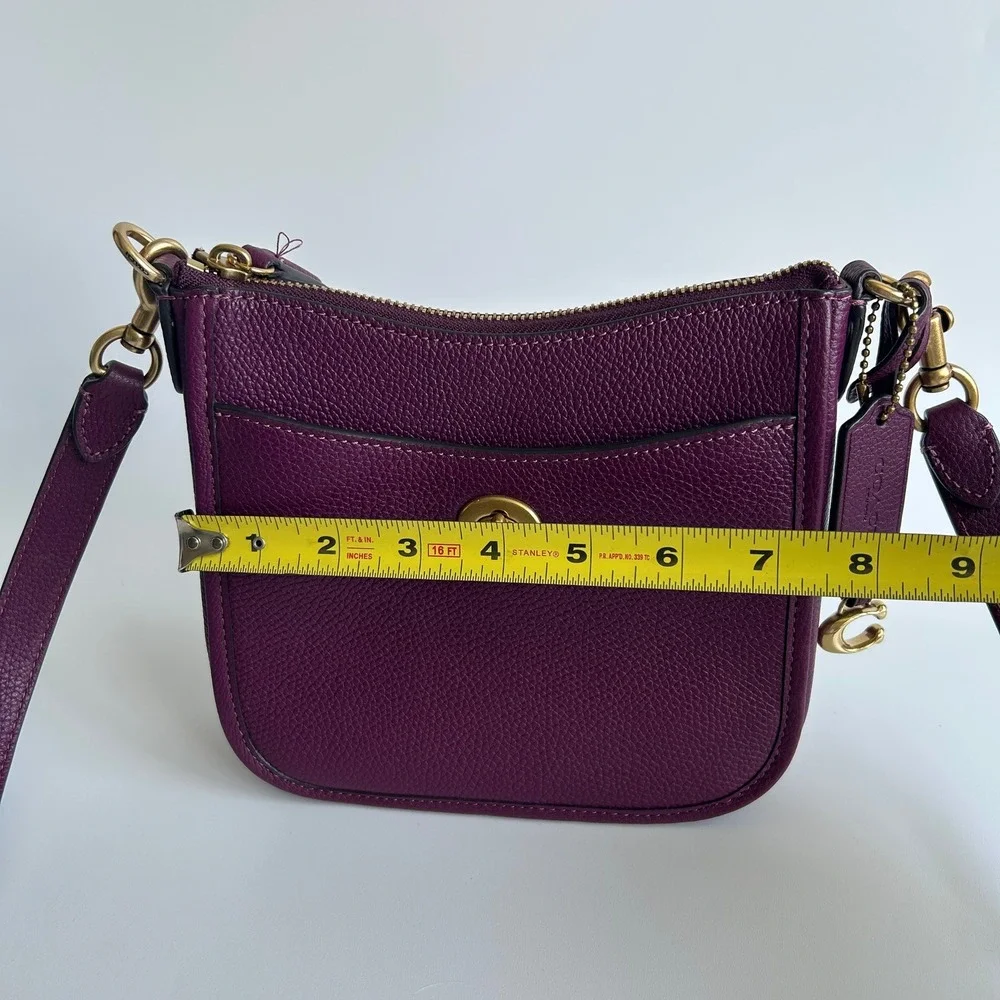 Coach Chaise Crossbody 19 Plum Pebble Leather Bag CC390